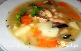 Суп фасолевый с рыбными консервами 