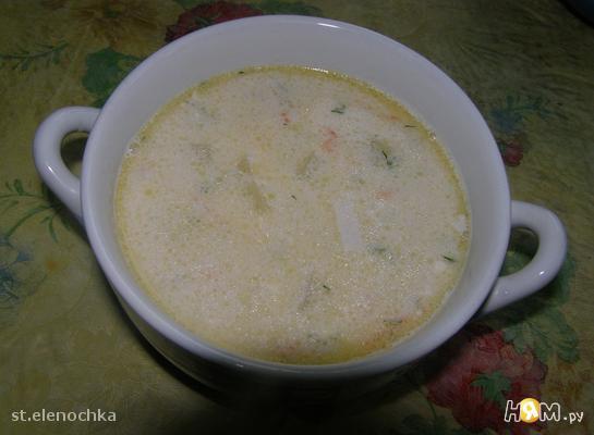 Рецепт Сырный суп с морепродуктами