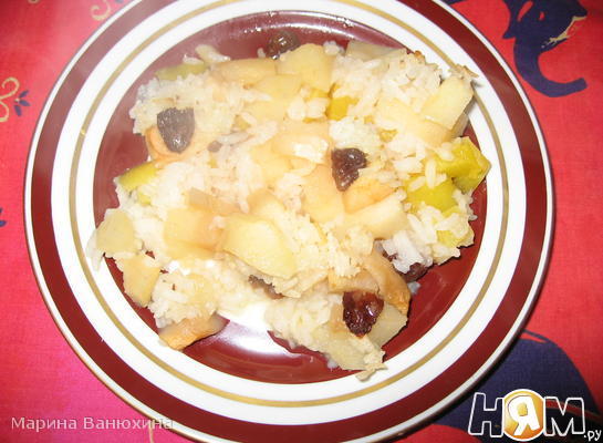 Рецепт Запеканка рисовая с тыквой, яблоками и изюмом