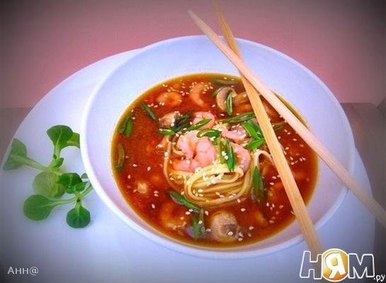 Рецепт Мисо суп с креветками и лапшой удон