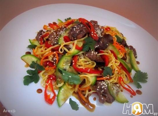 Рецепт Тёплый салат с телятиной в азиатском стиле