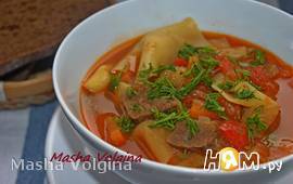 "Лазанья-суп" с говядиной и овощами