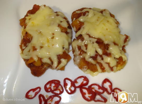 Рецепт Курица с помидорами и сыром