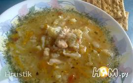 Овощной суп с рисом и куриным филе