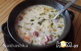 Суп с московской колбасой и плавленным сыром