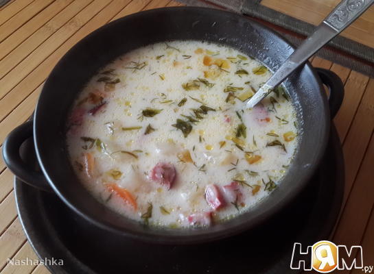 Рецепт Суп с московской колбасой и плавленным сыром