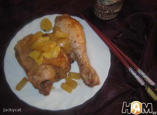 Рецепт Курица с имбирем и ананасом