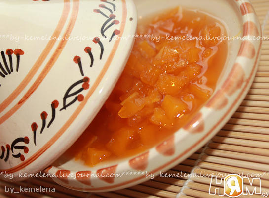 Рецепт Варенье из тыквы с мандаринами (вариант с имбирем)