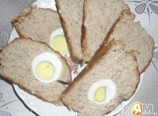 Рецепт Мясной кекс с яйцом