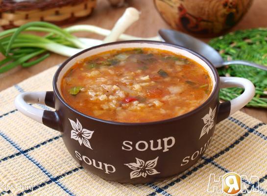 Рецепт Рисовый суп с чечевицей и томатами