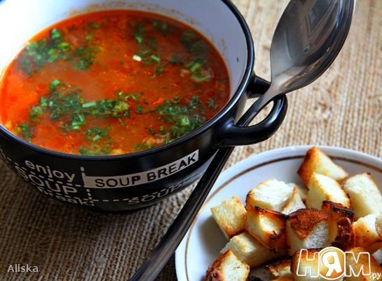Рецепт Куриный томатный суп с перцем и кукурузой