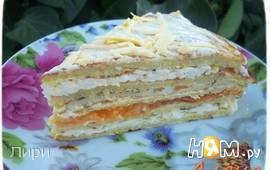 Кабачковый торт с плавленым сыром и омлетом