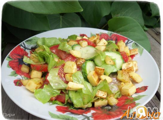 Рецепт Овощной салат с жареными кабачками