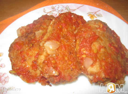 Рецепт Котлетки из судака, томленые в томатном соусе