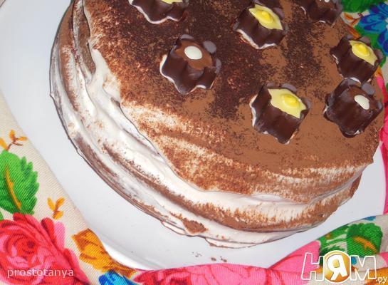 Торт кофейно-шоколадный с творожным кремом