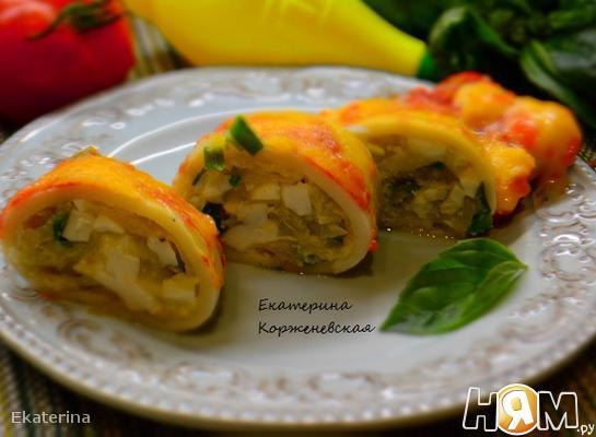Кальмар, фаршированный сыром, грибами и яйцом — пошаговый рецепт с фото