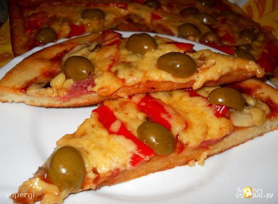 Рецепт Пицца "Salame" на тонком корже