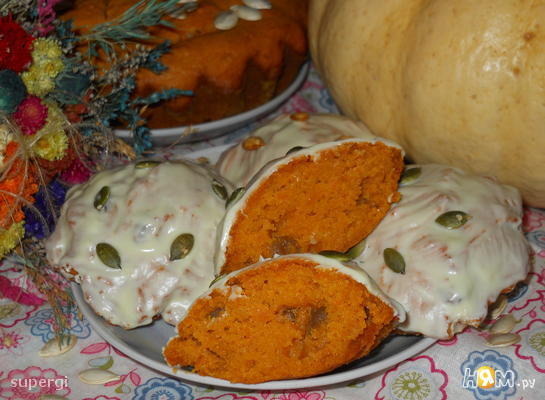 Тыквенные кексы "Солнышко"  с изюмом и апельсином