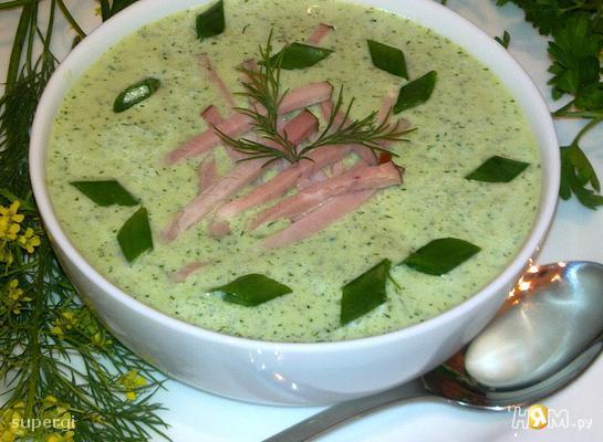 Рецепт Холодный огуречный суп с фасолью и ветчиной