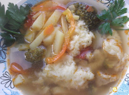 Рецепт Суп с брокколи и сырными клецками