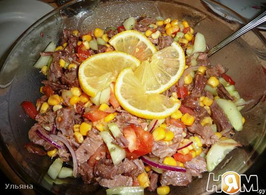 Рецепт Овощной салат с отварной говядиной