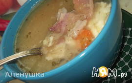 Суп с запеченным кабачком и беконом