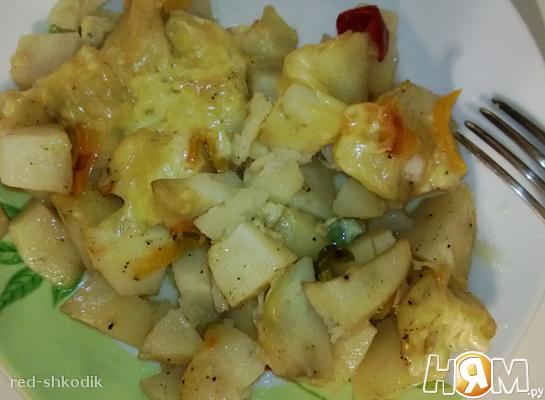 Рецепт Картофель под сыром и овощами