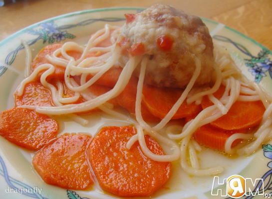 Осьминожки  из  тефтелек и спагетти
