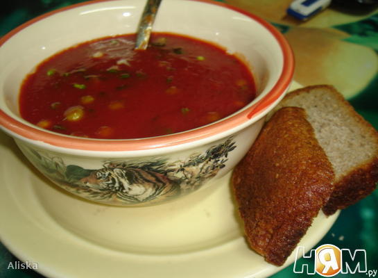 Томатно-гороховый холодный суп