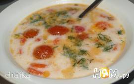 Суп из форели с плавленным сыром и овощами