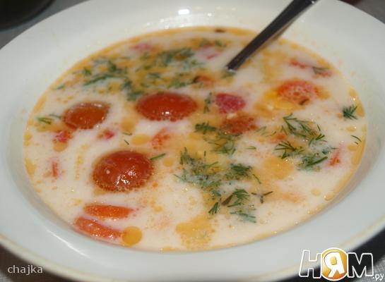 Рецепт Суп из форели с плавленным сыром и овощами