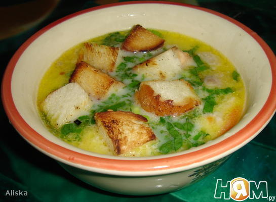 Сырный суп по французски с крутонами