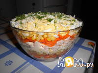 Приготовление слоеного салата с морковью по-корейски: шаг 5