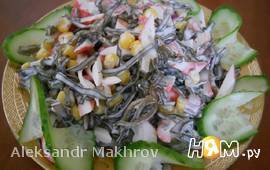 Салат с морской капустой и кукурузой