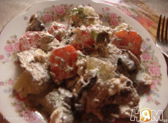 Рецепт Картофельный салат с курицей и овощами