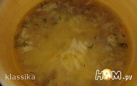 Гречневый суп с сыром и яичными хлопьями