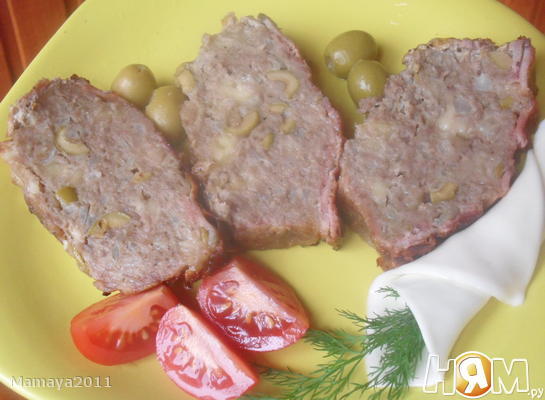 Рецепт Мясной хлебец с сыром и оливками